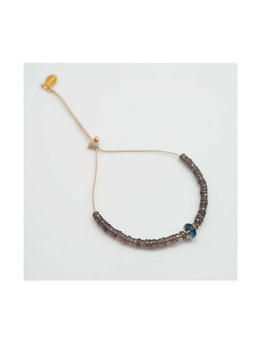 Bracelets By Johanne  | Blue Moon - Bracelet London Blue Topaz Et Grenats (Long)